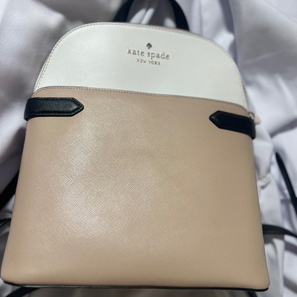 Kate Spade Two-Tone Saffiano Leather Backpack - Warm Beige - Picture 1 of 11